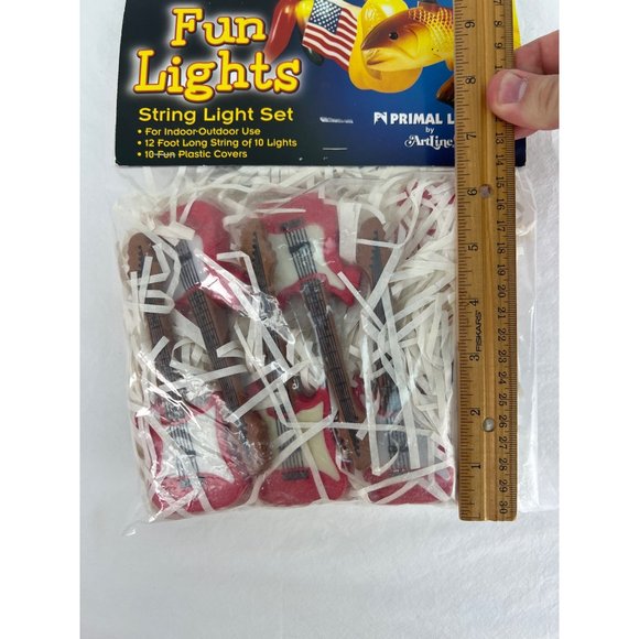 Primal Lite Rock N Roll Red Guitar String Lights 12 Foot 10 Lights New Old Stock - Picture 8 of 8